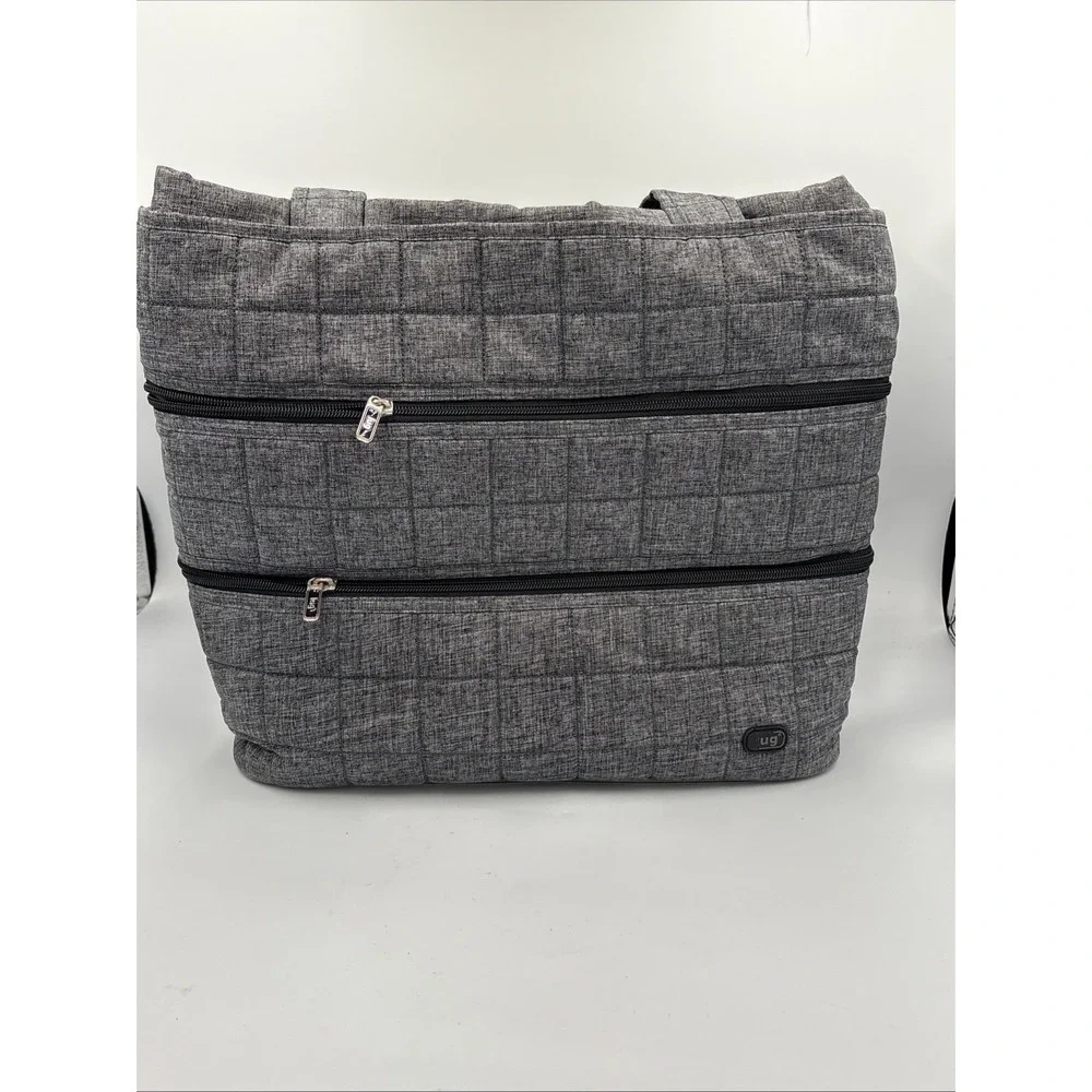 Lug Quilted Tote Bag Gray  Lightweight Travel Work School Everyday‎ 15x12
